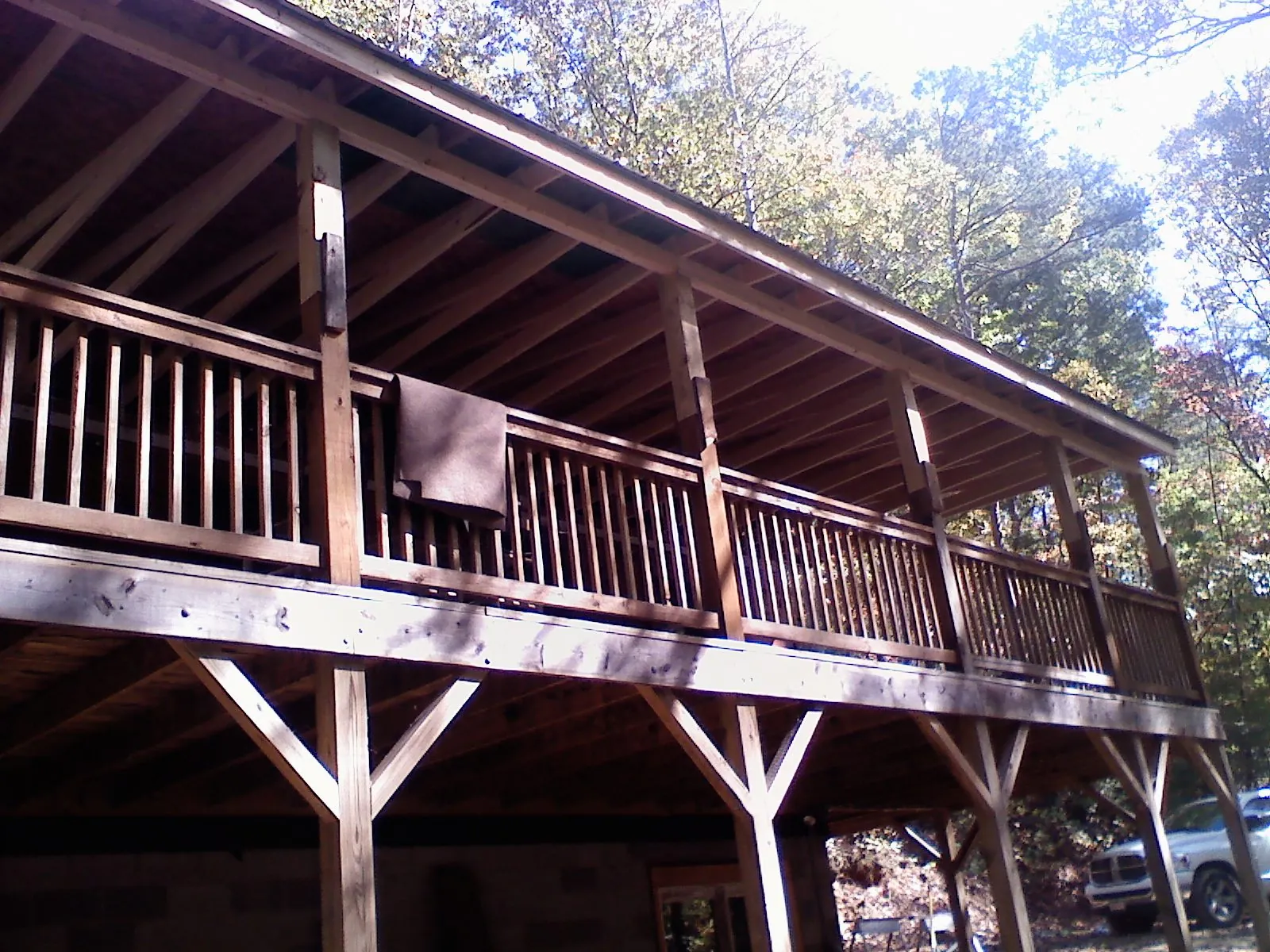 Timber framing under a new elevated porch and deck — Roof Leak Repair in Losantville by Roofing Brothers